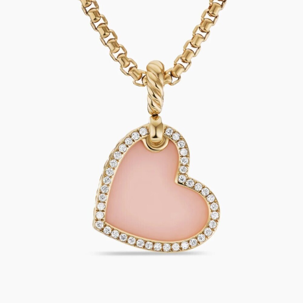 David Yurman Gold Pink Heart Necklace